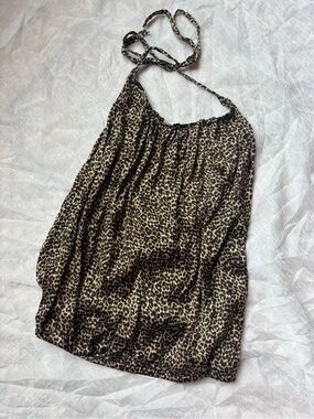 Express Leopard Print Halter Cami in Brown and Black